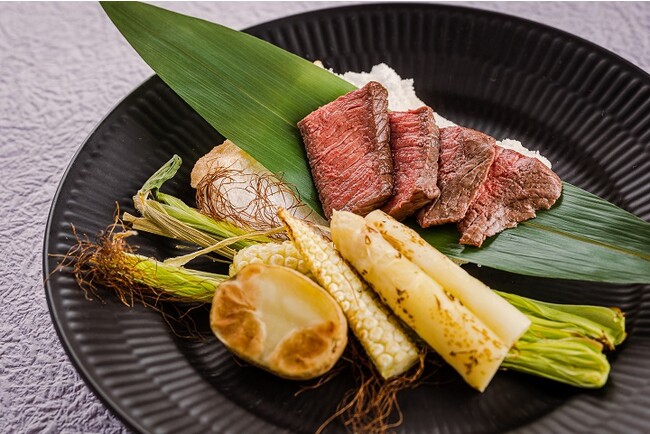 [強肴] 尾崎牛塩釜焼き　季節焼き野菜　 味噌？赤ワインソース