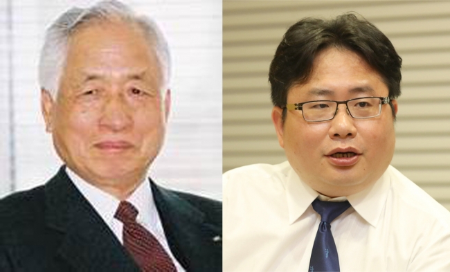 小長啓一氏（左）と矢板明夫・産経新聞外信部次長