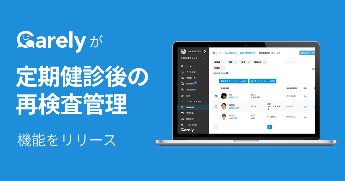 Carelyが 定期健診後の再検査管理 の新機能を公開 株式会社icareのプレスリリース