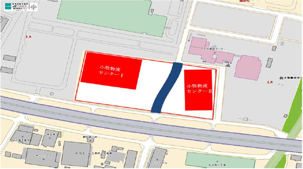 [位置图]※两个中心的蓝色画部分新建的城市道路