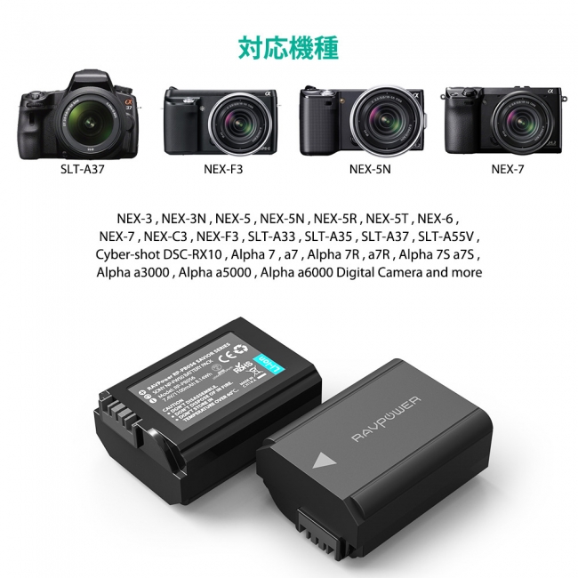RAVPowerよりSONY製カメラ対応のバッテリーパック2個セットが新登場