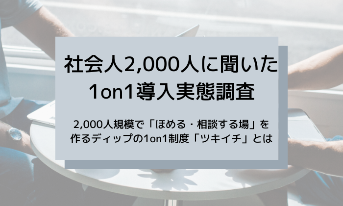 社会人2,000人調査、職場での「1on1」導入は約15％に留まり過半数が「今週は上司に褒められていない」「悩み事や本音を言える同僚がいない」