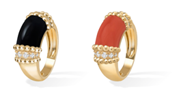 ペルレ クルール リング(イエローゴールド、オニキス、ダイヤモンド)、 (イエローゴールド、コーラル、ダイヤモンド) ペルレ クルール リング(イエローゴールド、オニキス、ダイヤモンド)、 (イエローゴールド、コーラル、ダイヤモンド)