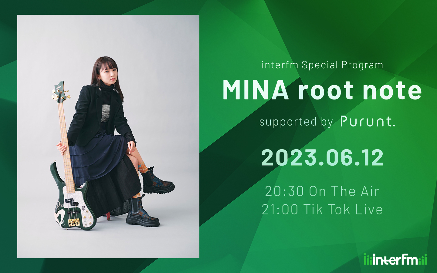 Tiktokフォロワー120万超！ベーシストmina 初の冠特番「mina Root Note Supported By Purunt