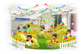 モンチッチがホワイティうめだで夏を満喫初コラボ装飾「モンチッチのFun Fun Summer!」