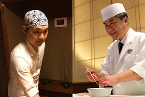 左：ろあん松田 松田 慎之介　右：日本料理料理長 松田 晋