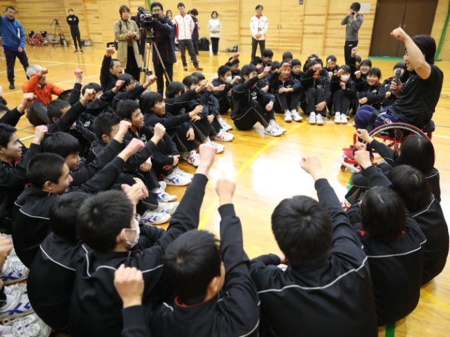 2019年2月の愛媛県訪問47都道府県訪問達成時、大洲東中学校