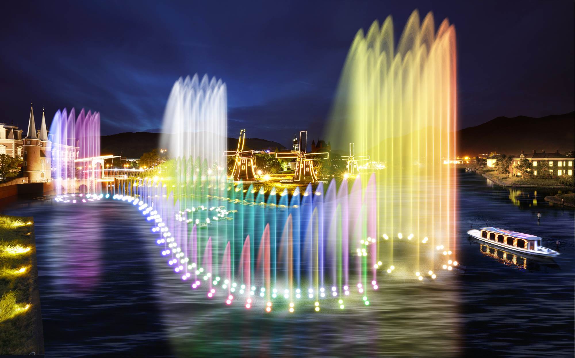 輝きを極めた夜景は、いよいよ水上へー日本最大の噴水ショー「ウォーターマジック」10月27日（土）スタートー｜ハウステンボス株式会社のプレスリリース