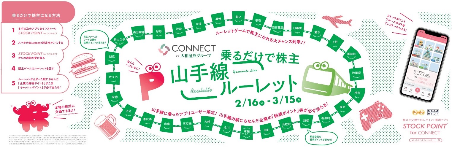 乗るだけで株主 山手線ルーレットキャンペーン ポイント運用サービスstockpoint For Connect 2月16日 火 より期間限定開催 ｓｔｏｃｋ ｐｏｉｎｔ株式会社のプレスリリース