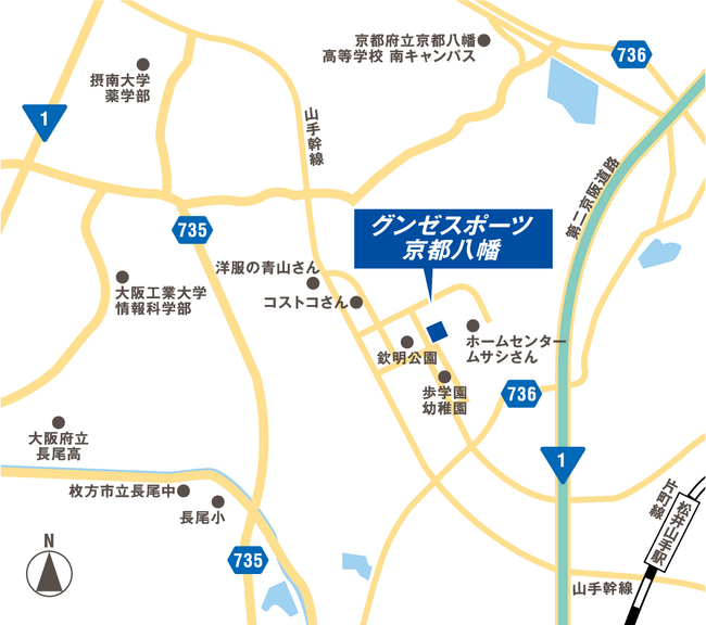 グンゼスポーツ京都八幡 アクセスマップ