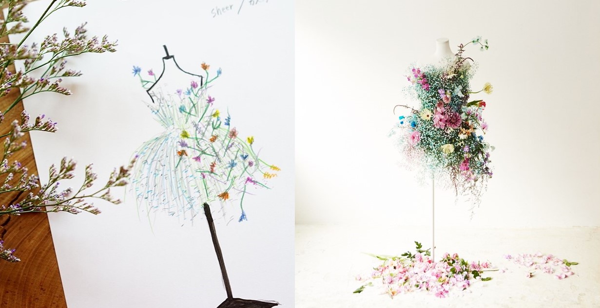 花のドレスをまとったマネキンと共に春を迎える ワールドグループの入社式 ロスフラワーアート展 Hope For Heart 開催 3 26 金 4 1 木 の7日間 ワールド北青山ビルにて 株式会社 ワールドのプレスリリース