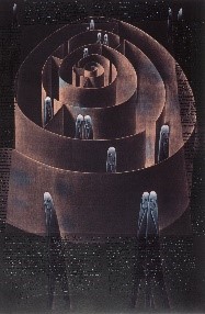 深沢幸雄　《憂愁市街(迷路)》1985年／銅版画 74.5×49.6