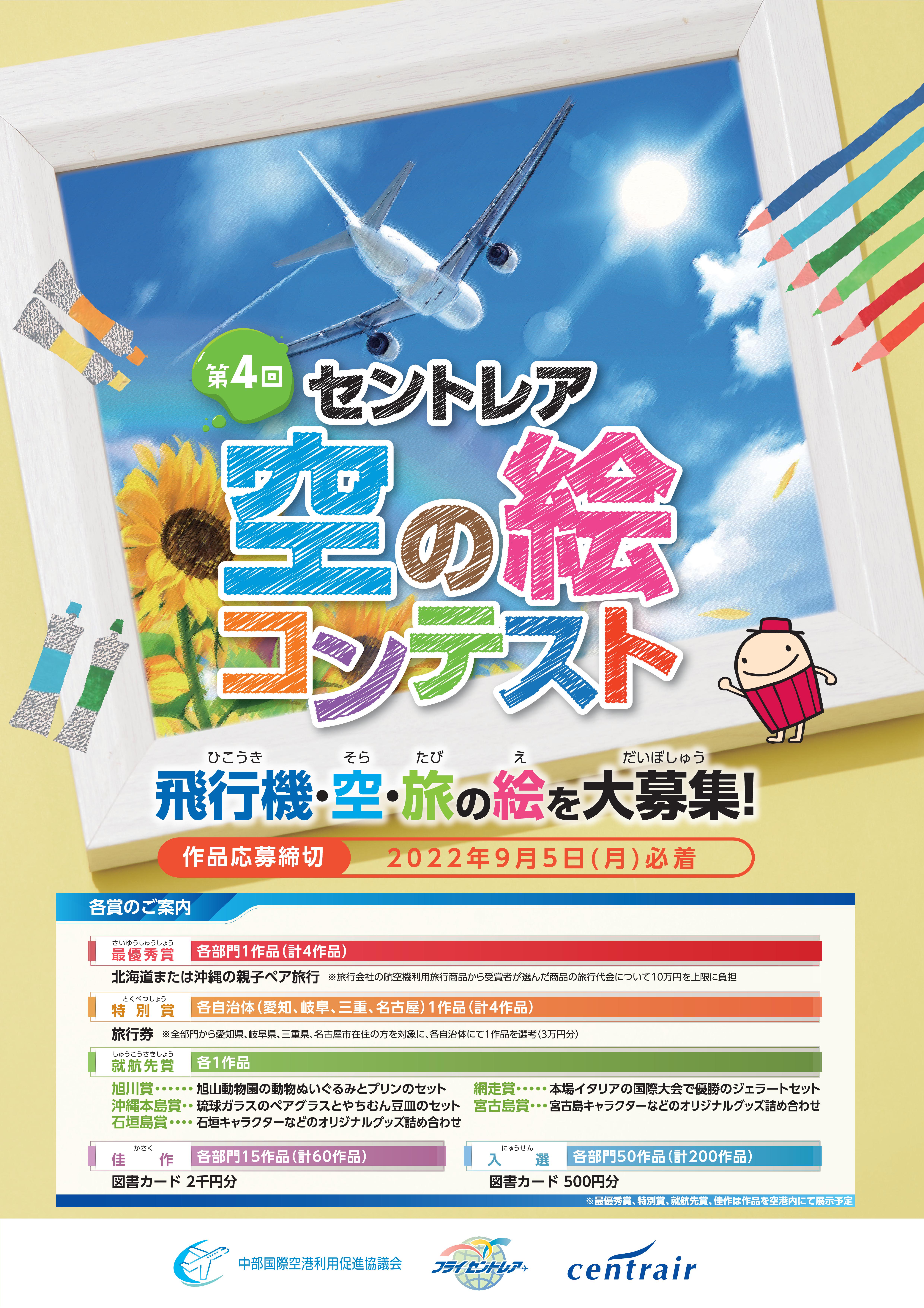 中部国際空港セントレア 飛行機 空 旅をテーマにした 第4回セントレア空の絵コンテスト を開催 中部国際空港株式会社のプレスリリース