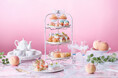 【川越プリンスホテル】みずみずしく甘い香りが魅了する、桃尽くしの「Peach Afternoon Tea Set～Pink&Aqua Blue～」を販売