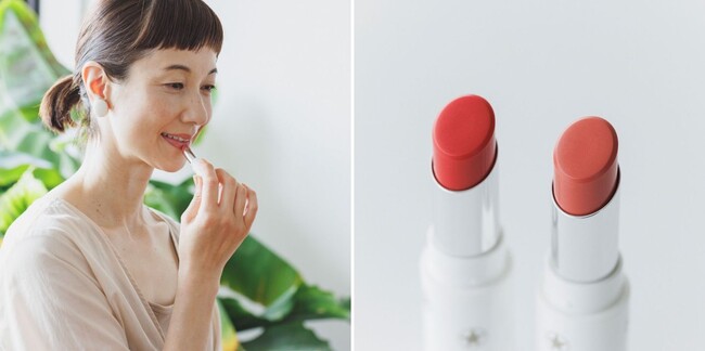 左 きんようびの色（ポピーレッド）右 すいようびの色（ピンクベージュ）