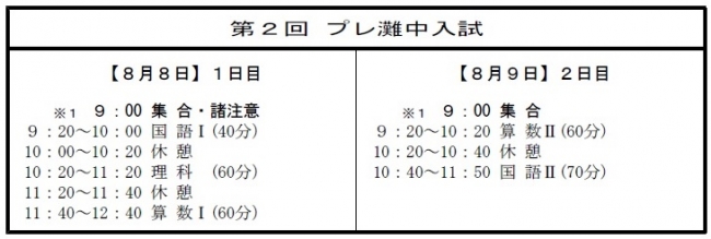 小6 第2回 プレ灘中入試（遠隔地受験）を８月８日（土）に実施