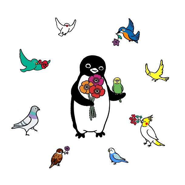品多く さかざきちはる ペンギン花鳥園 三月 ペンギン花札 版画 