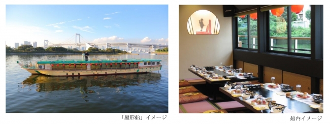 (左)「屋形船」イメージ、(右)船内イメージ