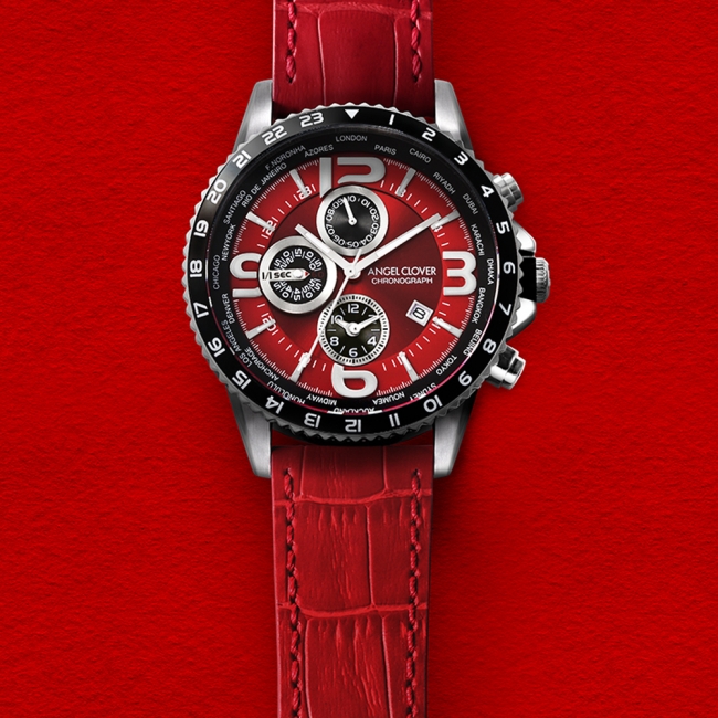 【HOT爆買い】エンジェルクローバー 新品 腕時計 ワールドタイマー Angel メンズ 男 クロノグラフ MONDO Clover 未使用 レッド MO44SRE-RE その他