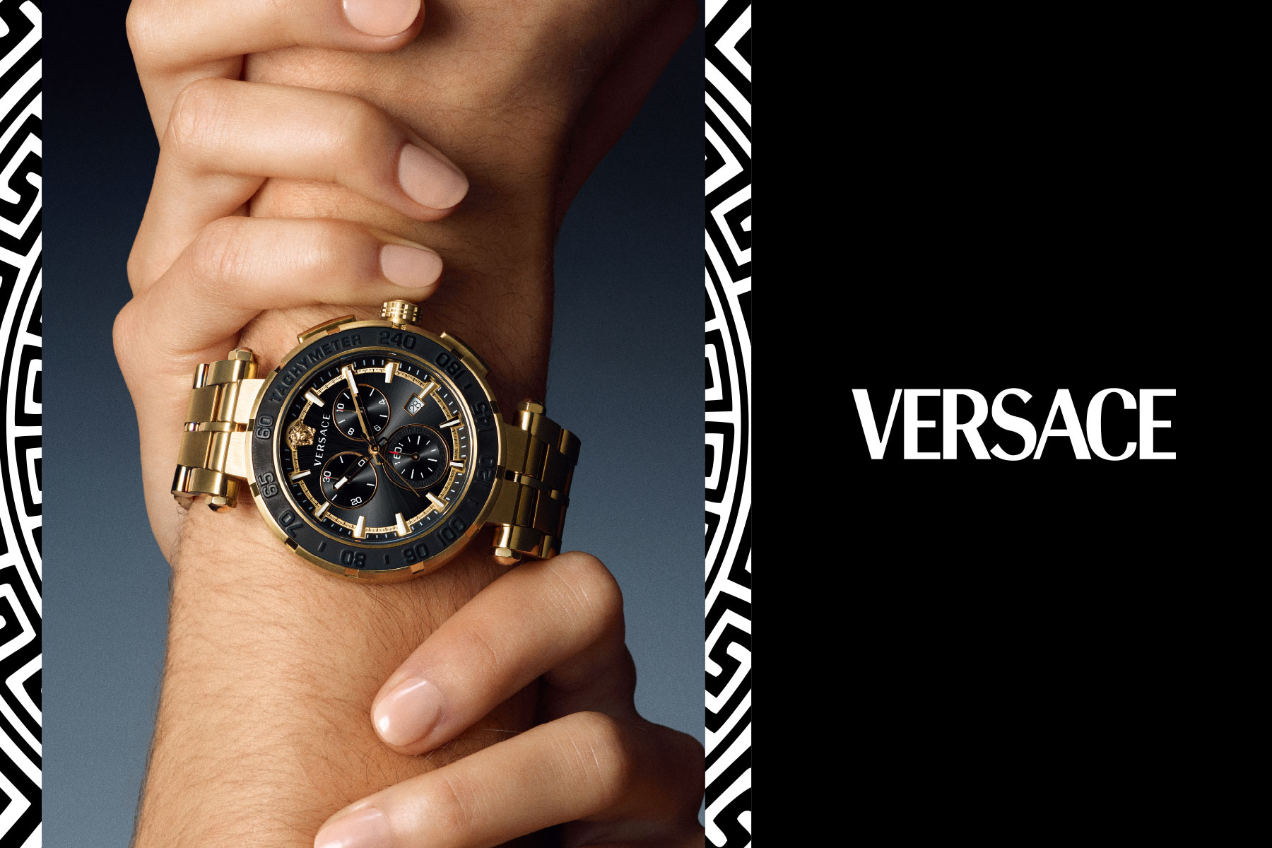 VERSACE ヴェルサーチ メドゥーサ ドービル メンズ腕時計 稼働品-