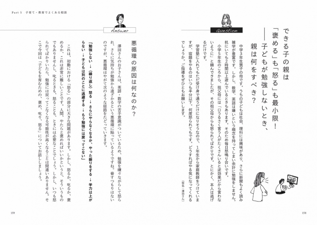 ▲Ｑ＆Ａ形式で、子育て・教育の悩みを解決していく