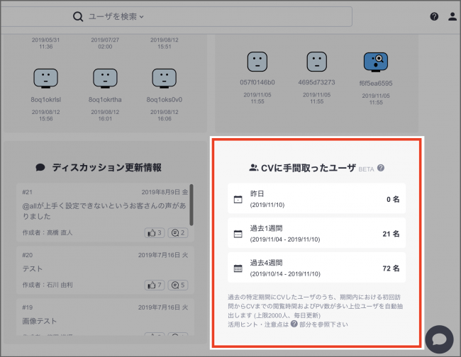 ※「CVに手間取ったユーザ」機能の画面イメージ