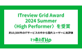「とりあえずHP」が約10,500件のIT製品・サービスの中から国内ユーザーに高評価を得てITreview Grid Award 2024 Summer〈High Performer〉を受賞