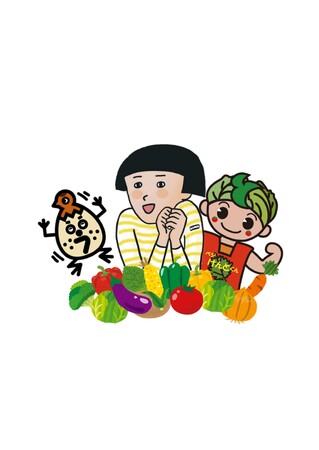 うずラッキー，かん田きょう子、けんとくん