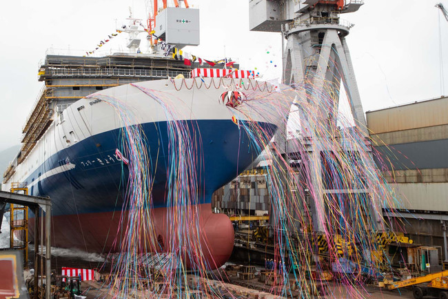 三菱造船 下関で名門大洋フェリー向け大型フェリーの命名 進水式を実施 三菱重工業株式会社のプレスリリース