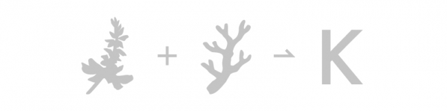 ▲ロゴマークは「デイゴ」と「珊瑚」を、かりゆしの頭文字『K』として重ね合わせています