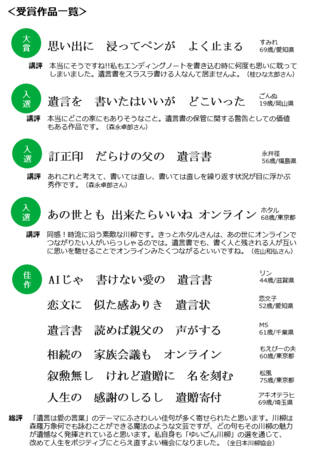 1月5日は 遺言の日 第6回ゆいごん大賞 ゆいごん川柳 結果発表 公益財団法人 日本財団のプレスリリース