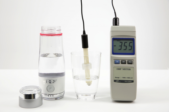 酸化したものを元に戻す「還元力」も、 ORPメーター（酸化還元電位）で測定しています。 ※日本食品分析センターでの分析試験も実施済。