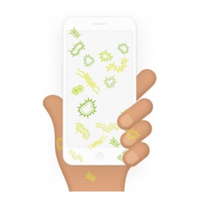 米国ダコタ大学での調査によると、スマートフォンには便器の18倍の菌が付いていることが分かった