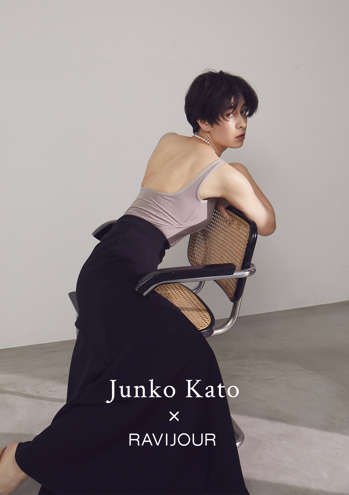 Junko Kato×RAVIJOUR カップ付きタンクトップ／ブラック