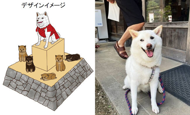 ねぶたイメージと松江城のアイドル犬「はなちゃん」。 ねぶたイメージと松江城のアイドル犬「はなちゃん」。