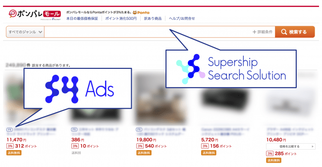 Supership リクルートグループのオンライン通販サイト ポンパレ モール へサイト内検索 S4 とサイト内商品広告 S4ads のソリューション2種を提供 Supershipのプレスリリース