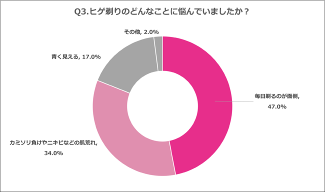 Q3.ヒゲ剃りのどんなことに悩んでいましたか？