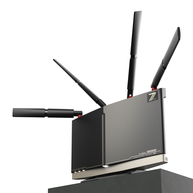 図：Wi-Fi CERTIFIED 7(TM)認証取得したバッファロー社製のルーター親機フラッグシップモデル「WXR18000BE10P」（提供元：バッファロー）