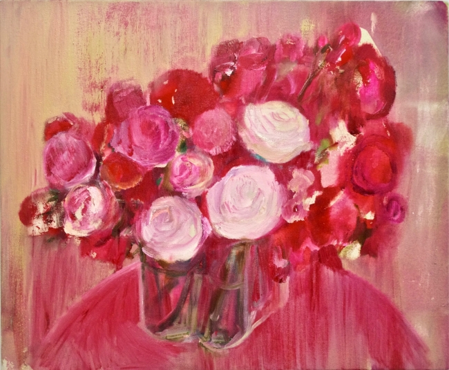 佐藤翠 《Bouquet of roses I》 2019, Oil and acrylic on canvas © Midori Sato