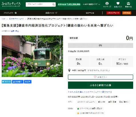 神奈川県鎌倉市とふるさとチョイス、ふるさと納税を活用して、新型コロナの影響を受ける事業者支援のため1000万円の資金調達を開始