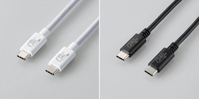写真左：USB4対応の超高速モデル(USB4-CCPE10NWH) 写真右：USB2.0対応スタンダードモデル(U2C-CCPE10NBK)