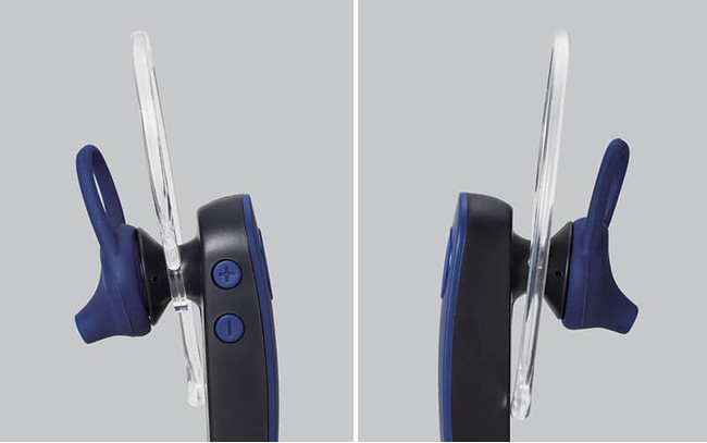 イヤーパーツは左右対称形状で、 左右どちらの耳にも装着可能(ブルー)