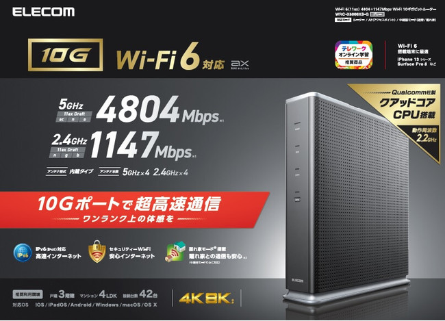 10Gポート搭載とWi-Fi 6対応で超高速通信！多彩な機能で安定した通信を