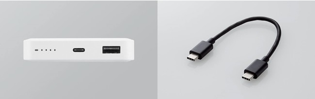 USB-Aポート(出力)を装備。 電池残量は4段階のLEDランプ点灯で確認可能