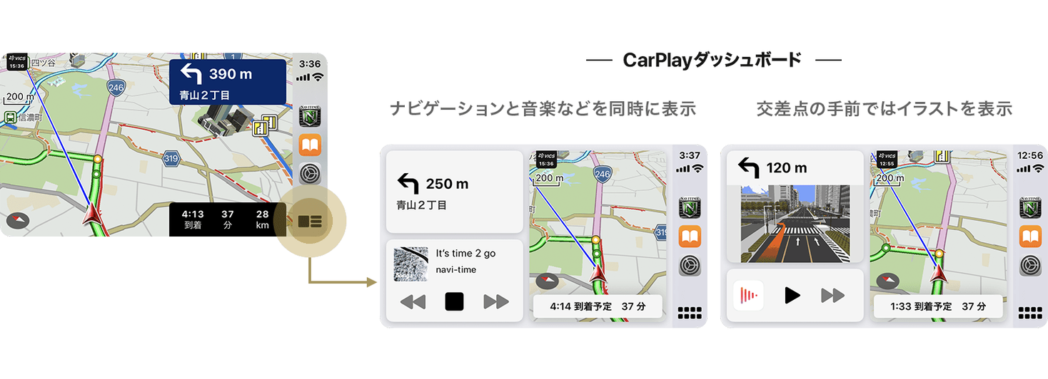 カーナビタイム Apple Carplay のダッシュボードに対応 株式会社ナビタイムジャパンのプレスリリース