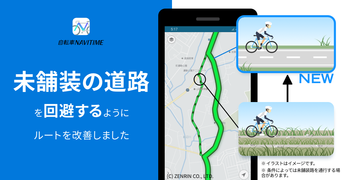 自転車navitime 未舗装の道路を回避したルートを提供可能に 株式会社ナビタイムジャパンのプレスリリース