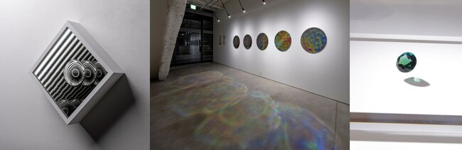 （左）《wall-ordered horizon》(C) Kenryou Gu、（中央）《invisible layer》(C) Kenryou Gu、（右）《loose reflection》(C) Keizo Kioku
