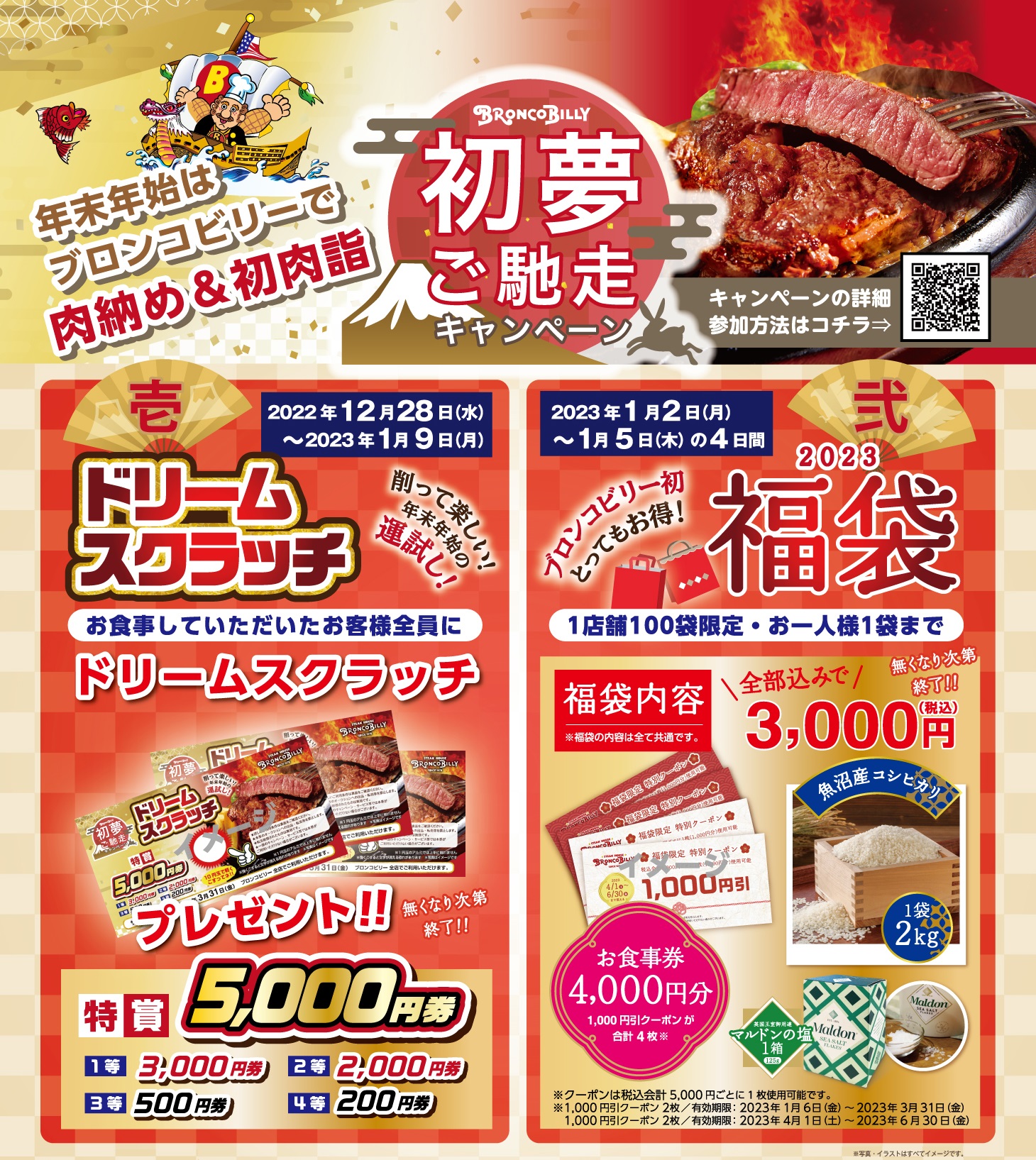 ブロンコビリー　4500円分　スクラッチ　食事券