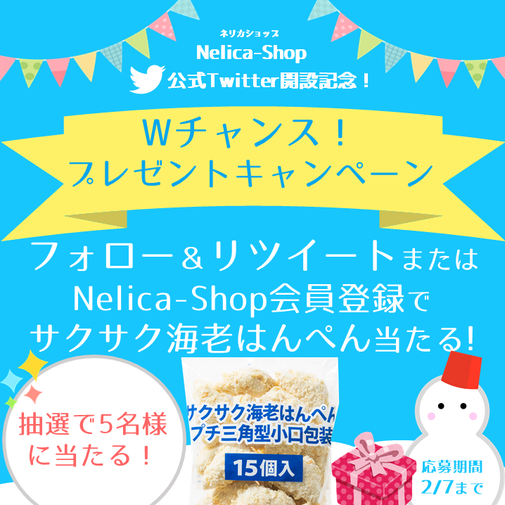 Nelica Shop公式twitter開設記念 Wチャンス プレゼントキャンペーン開催 株式会社かね貞のプレスリリース