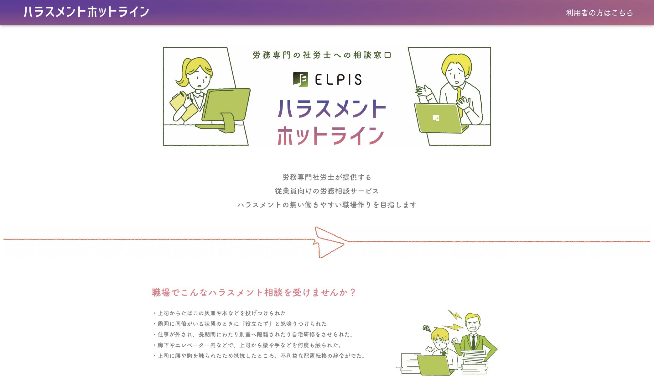 ハラスメント相談 を 労務専門 社労士 に会社に知られずメール相談できる Elpis エルピス ハラスメントホットライン 提供開始 株式会社メンタルヘルステクノロジーズのプレスリリース